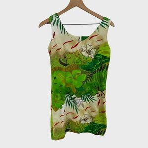 Vintage Y2K Jams World Green Brown Boat Floral Swirl Marilyn Mini Dress XS/S